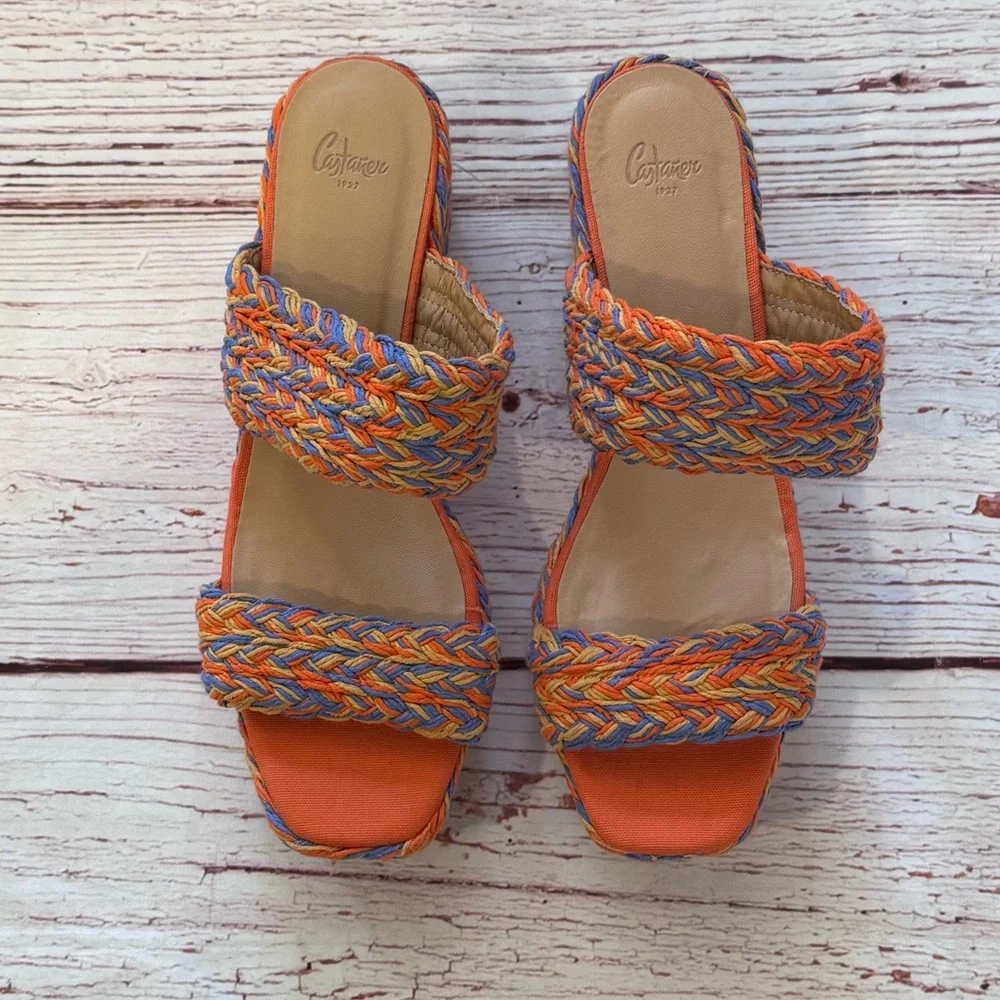 CASTANER Querima Espadrille Wedge Sandals in Naranja Multi Sz 40 Sz 10